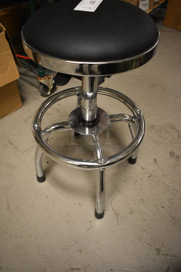 Adjustable Metal Stool with Black Cushion - Image 2 of 4