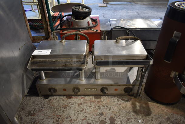 Silesia 1-2 Stainless Steel Commercial Countertop Double Panini Press. Cannot Test Due To Plug Style - Image 1 of 5