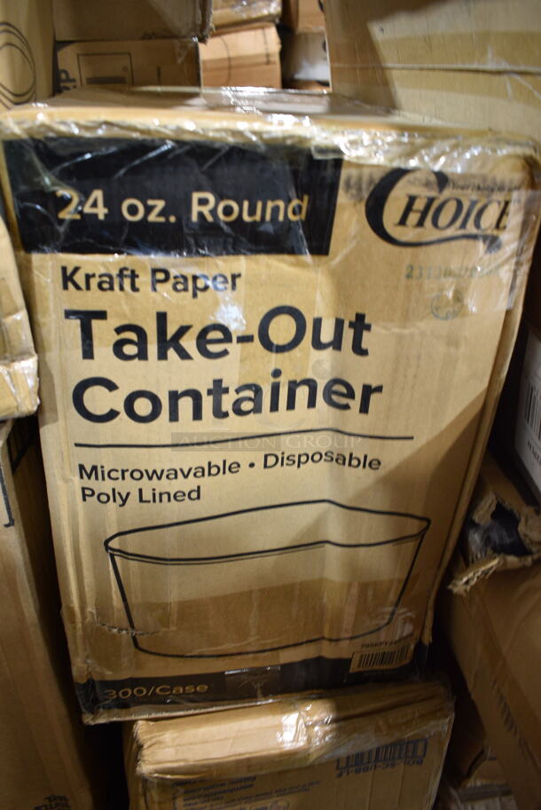 PALLET LOT of 24 BRAND NEW Boxes Including 90HT3 Dart Foam Containers, 16RCLBLK Dart Optima Black Travel Lid, 2 Box 500CC32P Plastic Cold Cup, 43312CUPC Choice 12-Cup Hinged PET Plastic Cupcake / Muffin Container, Choice Jumbo Straws, CH8DEF Dart ClearPAc SafeSeal Tamper-Resistant Hinged Container, BOL-SC-UBB-LF World Centric 32 oz. Compostable Fiber Burrito Bowl Lid - 300/Case, Garde 181ONBLD14 1/4" Blade Assembly for Onion Slicer - 2/Set, 795KFT24 Choice 24 oz. Rectangular Kraft PE-Lined Microwavable Take-Out Container 6 13/16" x 4 13/16" x 2 1/4" - 300/Case, 500CC9 Choice 9 oz. Clear PET Customizable Plastic Squat Cold Cup - 1000/Case, Dart 16J16 16 oz. White Customizable Foam Cup - 1000/Case, 128HD16COMBO ChoiceHD 16 oz. Microwavable Translucent Plastic Deli Container and Lid Combo Pack - 240/Case, 966TALLFLDN Choice Kraft Dispenser Napkin. 24 Times Your Bid!  - Image 9 of 12