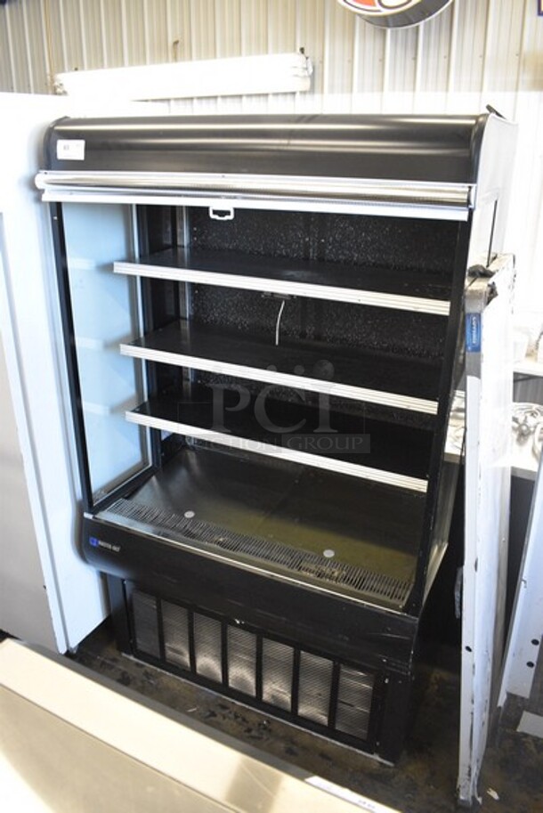 Master-Bilt Model QMVM-48 Metal Commercial Open Grab N Go Merchandiser w/ Metal Shelves and Pull Down Night Curtain. 115/208-230 Volts, 1 Phase. 48x30x81.5.