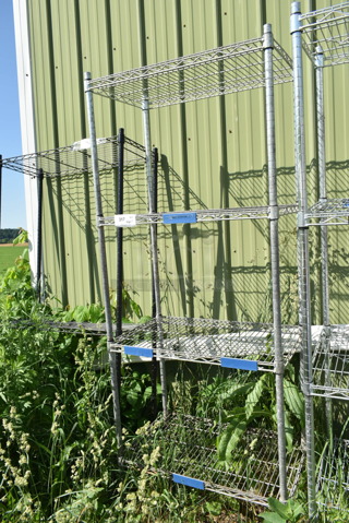 Chrome Finish 4 Tier Wire Shelving Unit. BUYER MUST DISMANTLE. PCI CANNOT DISMANTLE FOR SHIPPING. PLEASE CONSIDER FREIGHT CHARGES.
