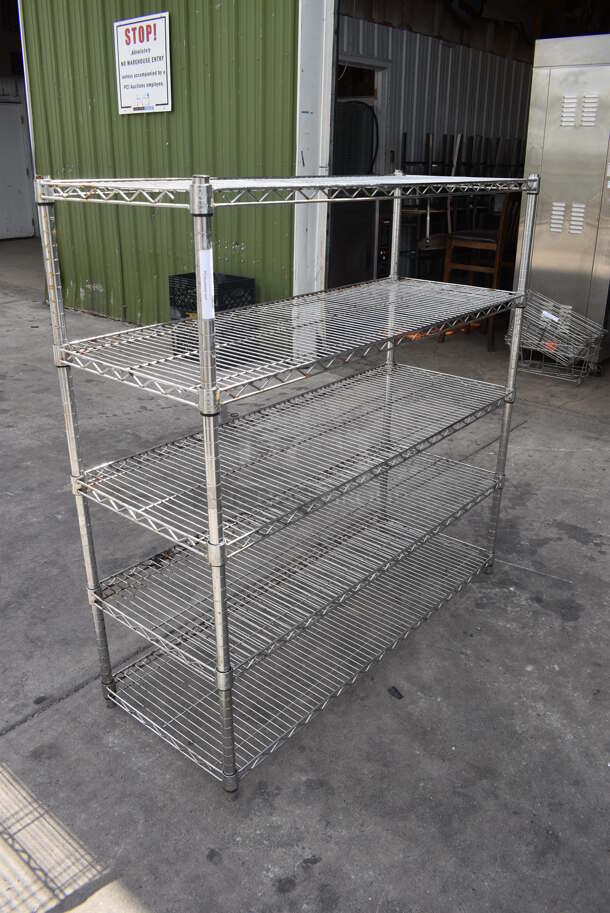 Chrome Finish 5 Tier Wire Shelving Unit. BUYER MUST DISMANTLE. PCI CANNOT DISMANTLE FOR SHIPPING. PLEASE CONSIDER FREIGHT CHARGES.  - Image 2 of 4