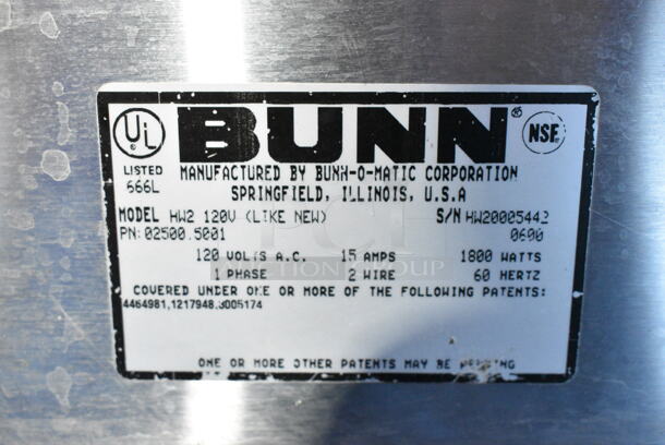 Bunn HW2 Stainless Steel Commercial Countertop Hot Water Dispenser. 120 Volts, 1 Phase.  - Image 4 of 4