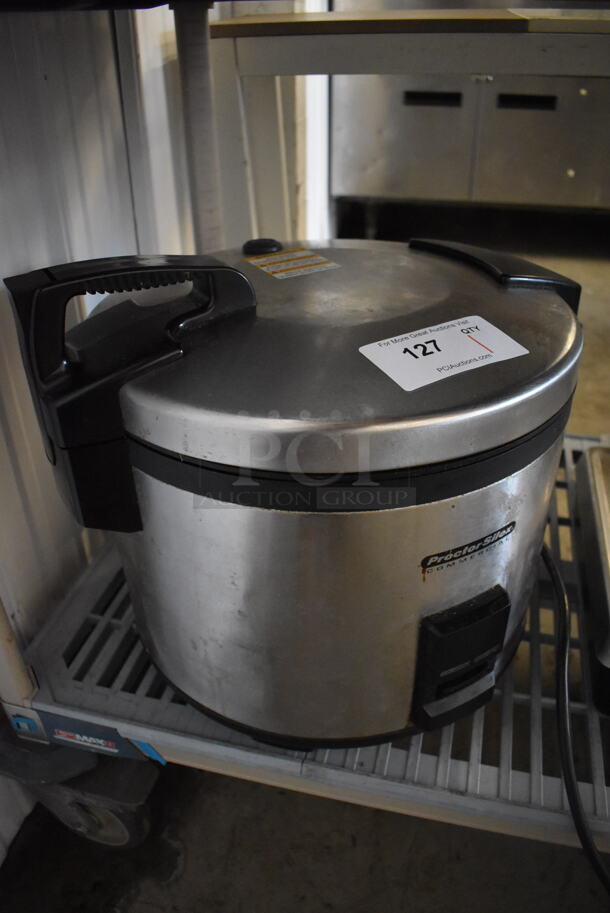 Proctor Silex Chrome Finish Countertop Rice Cooker. 18x14x16. Tested and Powers On But Does Not Get Warm - Image 4 of 6