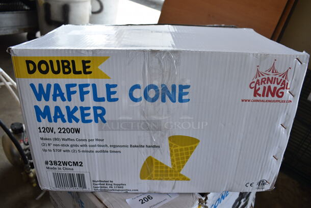 BRAND NEW IN BOX! Carnival King Model 382WCM2 Stainless Steel Commercial Countertop Double Waffle Cone Maker. 120 Volts, 1 Phase. 20x19x11 - Image 7 of 7