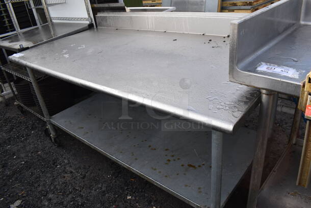 Stainless Steel Table w/ Back Splash and Under Shelf on Commercial Casters. 72x36x41.5