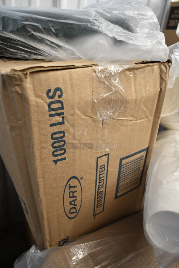 PALLET LOT of 19 BRAND NEW Boxes Including 130GH Spoons, 999RP10CL Choice Crystal 10" Clear Plastic Plate - 20/Pack, SBTGRL Dart TamperGuard Recessed Lid for Tamper-Resistant, Tamper-Evident Containers - 300/Case, 8 oz Flower Sno Cone Cups, 5001RT600B Lavex White Hardwound Paper Towel, 600 Feet / Roll - 12/Case, Environ Forks, Fineline 17CKFSKPPS Wrapped Cutlery Kit. 19 Times Your Bid! - Image 2 of 12