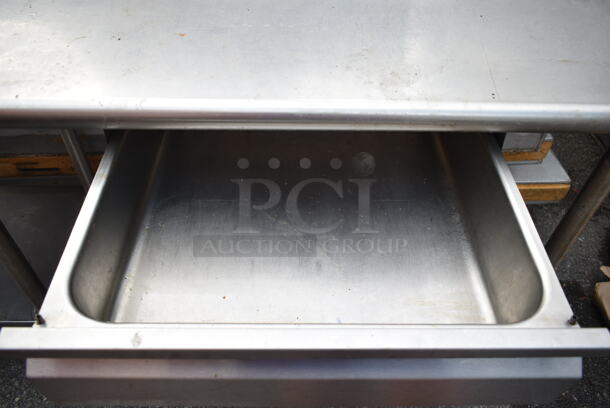Stainless Steel Table w/ Back Splash, Under Shelf and 2 Drawers.  - Image 3 of 4