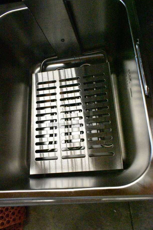 BRAND NEW SCRATCH AND DENT! 2023 Crosson EF-6V-2 Stainless Steel Commercial Countertop Electric Powered 2 Bay Fryer w/ 2 Metal Fry Baskets. 120 Volts, 1 Phase. - Image 8 of 9