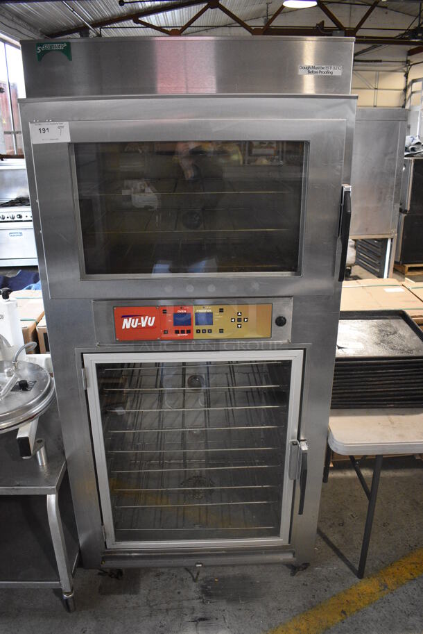 Nu Vu Model SUB-123P Stainless Steel Commercial Electric Powered Oven Proofer on Commercial Casters. 208 Volts, 3 Phase. 36x29x77