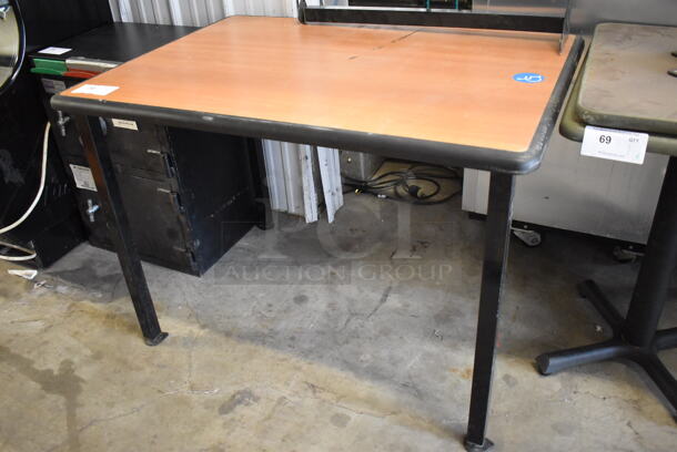 Wood Pattern Wheelchair Accessible Table. 1 Leg Needs To Be Reattached. 42x30x30 - Image 3 of 4