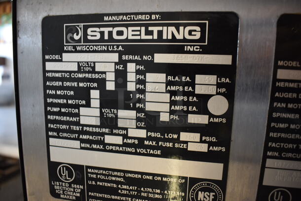 Stoelting 4231-18B Stainless Steel Commercial Floor Style 2 Flavor w/ Twist Soft Serve Ice Cream Machine on Commercial Casters. 208-230 volts, 1 Phase. 26x31x60 - Image 8 of 9