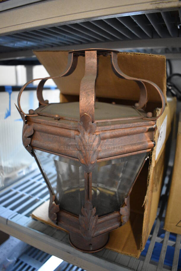 Brown Metal Light Fixture. 9.5x9.5x14 - Image 2 of 3