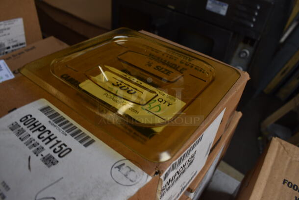 ALL ONE MONEY! Lot of 30 BRAND NEW IN BOX! Cambro Poly Amber Colored 1/6 Size Drop In Bin Lids - Image 2 of 3