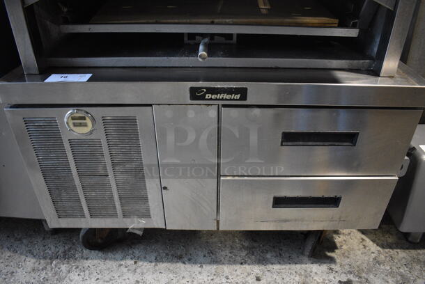 Delfield Stainless Steel Commercial 2 Drawer Chef Base on Commercial Casters. 39.5x31x26. Cannot Test Due To Cut Power Cord - Image 1 of 5