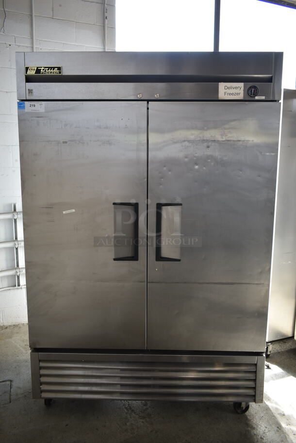 2013 True T-49F ENERGY STAR Stainless Steel Commercial 2 Door Reach In Freezer w/ Poly Coated Racks on Commercial Casters. 115 Volts, 1 Phase. Tested and Powers On But Does Not Get Cold - Image 1 of 8