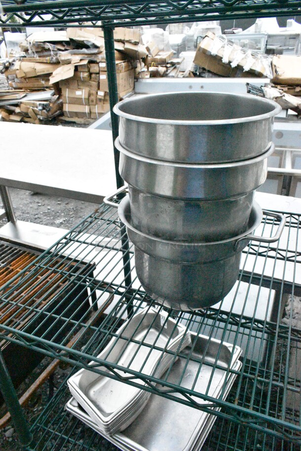 Green Finish 5 Tier Wire Shelving Unit on Commercial Casters w/ Contents Including Stainless Steel Drop In Bins, China Cap Strainer and Ice Bucket. BUYER MUST DISMANTLE. PCI CANNOT DISMANTLE FOR SHIPPING. PLEASE CONSIDER FREIGHT CHARGES.  - Image 9 of 12