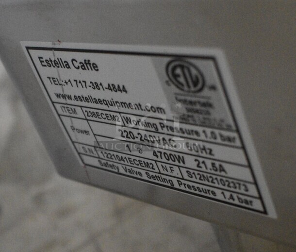 BRAND NEW! Estella Caffe ECEM2 Stainless Steel Commercial Countertop Two Group Automatic Espresso Machine w/ 2 Portafilters and 2 Steam Wands. 220-240 Volts, 1 Phase. 28x22x24. Tested and Working! - Image 8 of 8