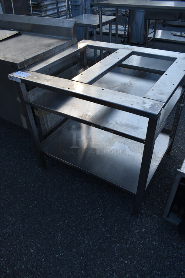 Stainless Steel Table Frame w/ 2 Under Shelves. 
