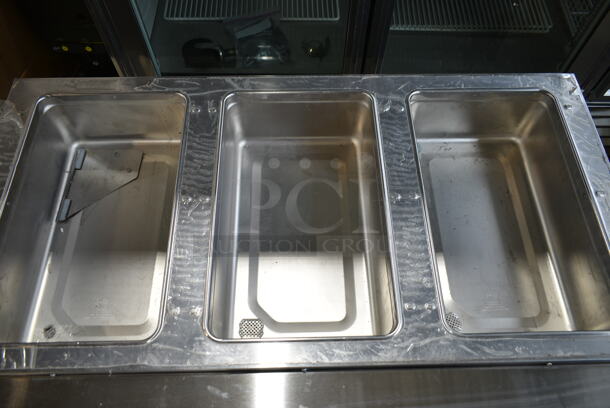 LIKE NEW! Eagle SPHT3-240-3 Stainless Steel Commercial Floor Style 3 Bay Steam Table w/ Under Shelf and Commercial Casters. 240 Volts, 1 Phase. - Image 3 of 7