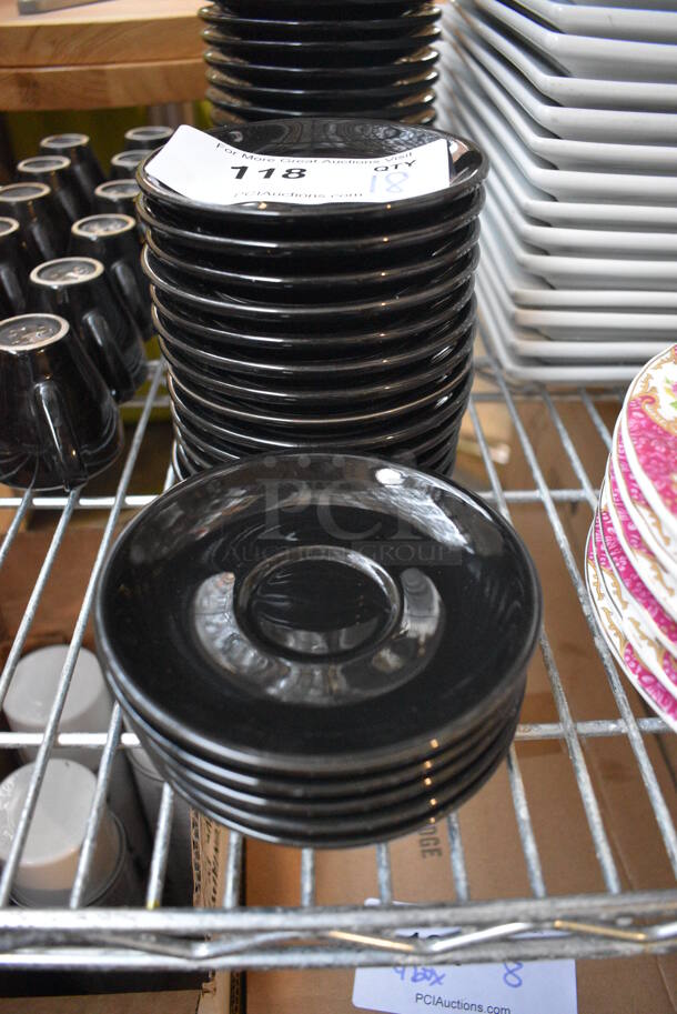 18 Black Ceramic Saucers. 4.5x4.5x1. 18 Times Your Bid! - Image 1 of 3