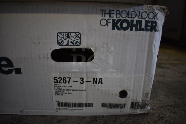 BRAND NEW IN BOX! Kohler 5267-3-NA Stainless Steel Double Equal Drop In Sink. 33x20x9. Bays 14.5x15.5x9 - Image 5 of 6