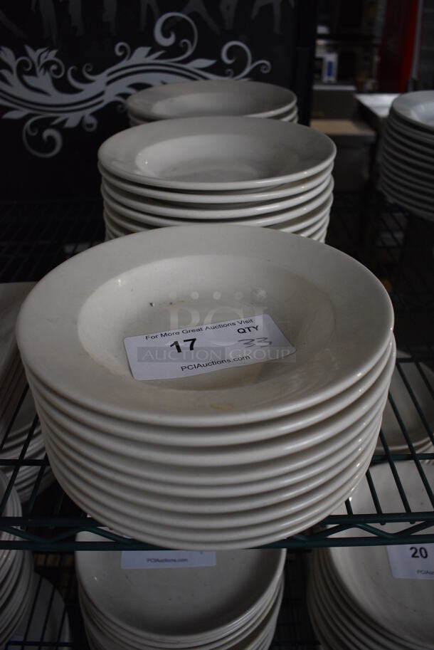 33 White Ceramic Pasta Plates. 9x9x2. 33 Times Your Bid!