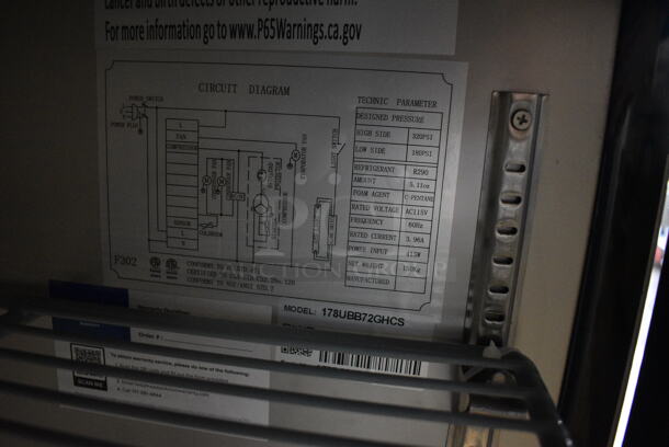 BRAND NEW SCRATCH AND DENT! Avantco 178UBB72GHCS Stainless Steel Commercial 3 Door Back Bar Cooler Merchandiser w/ Poly Coated Racks and Keys. 115 Volts, 1 Phase. 73x24.5x36. Tested and Working! - Image 5 of 10