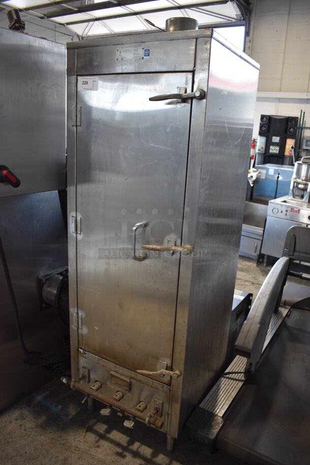 L&T Restaurant Model SH-24 Stainless Steel Commercial Natural Gas Powered Vertical Chinese Smoker. 60,000 BTU. 24x28x77 - Image 1 of 6