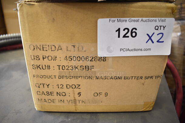 2 Boxes; One 12 Dozen BRAND NEW! Winco 0001-08 8" Dinner Knife with 18/0 Stainless Grade and One Box of 12 Dozen Oneida T023KSBF Mascagni Stainless Steel Extra Heavy Weight Butter Spreader. 2 Times Your Bid! - Image 4 of 4