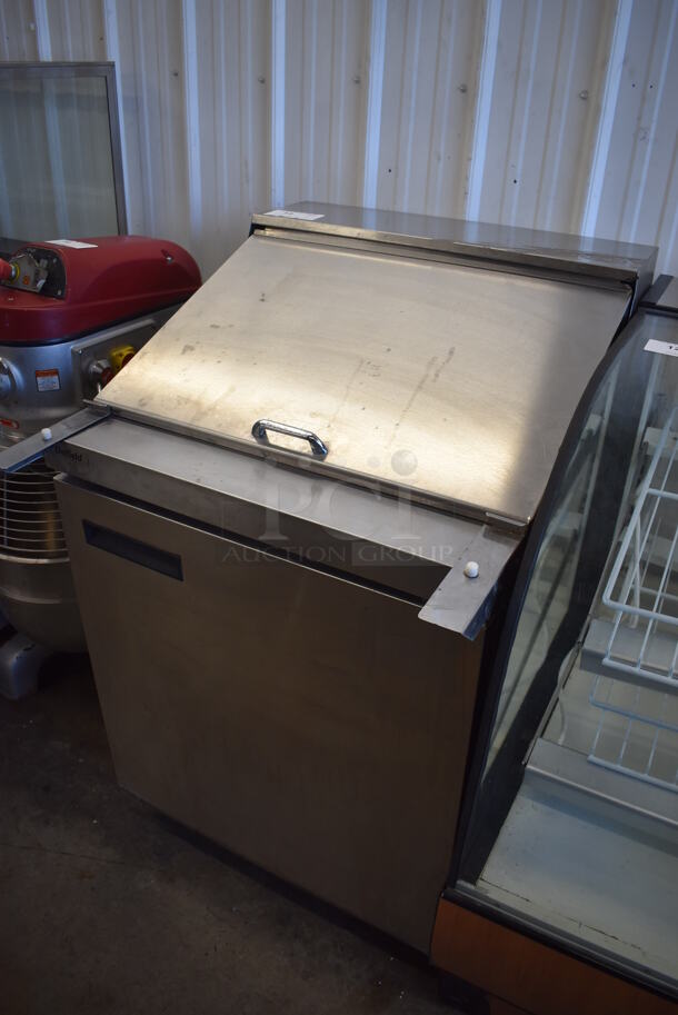2011 Delfield 4427N-12M Stainless Steel Commercial Sandwich Salad Prep Table Bain Marie Mega Top on Commercial Casters. 115 Volts, 1 Phase. 27.5x33x45. Tested and Powers On But Temps at 50 Degrees - Image 2 of 6