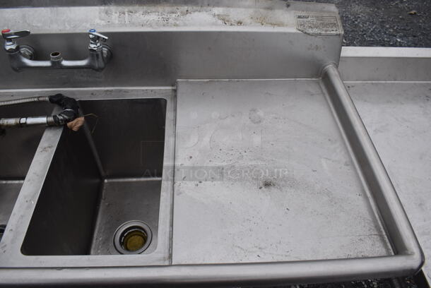 Stainless Steel Commercial 4 Bay Sink w/ Dual Drain Boards, Faucet, 2 Handle Sets and Spray Nozzle Attachment. 114x27x44. Bays 20x18x14, 10x18x14. Drain Boards 16x21x1 - Image 6 of 10