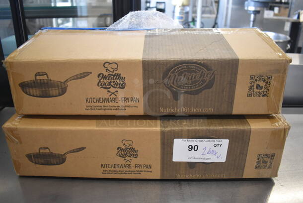 2 BRAND NEW IN BOX! Nutrichef Skillets w/ Lids. NC3PL12 and NC3PL10. 21x12.5x5, 18.5x11x3. 2 Times Your Bid! - Image 8 of 8