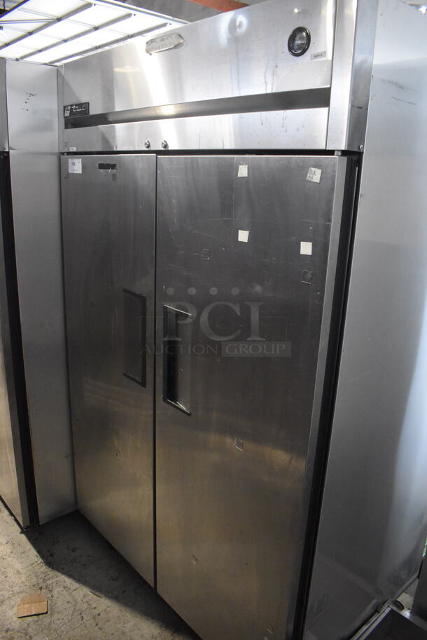 True TG2R-2S Commercial Stainless Steel Two Section Reach In Cooler With Polycoated Racks on Commercial Casters. 115V/1 Phase Tested And Working - Image 1 of 5