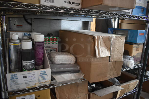 ALL ONE MONEY! Tier Lot of Various Items Including Cleaners, Envelopes and Wall Mounted Cigarette Receptacle