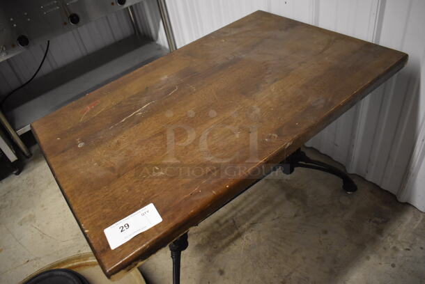 Wooden Table on Metal Table Base. 36x24x25 - Image 3 of 5