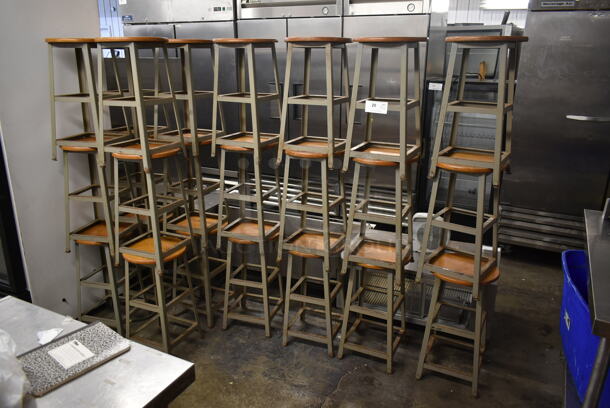 24 Metal Dining Height Stools w/ Wooden Seats. 24 Times Your Bid! - Image 2 of 3