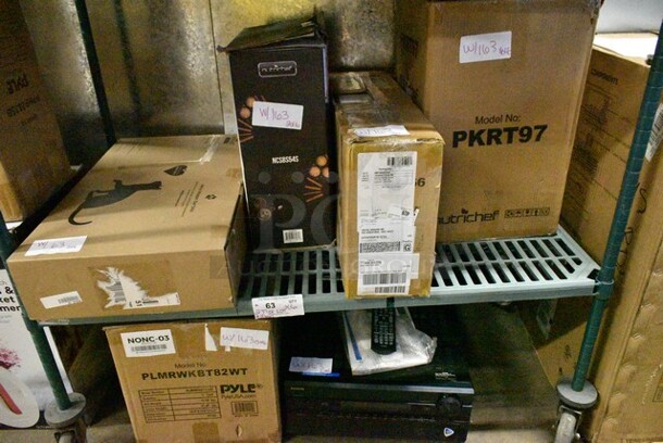 6 Various Items Including BRAND NEW BIS3347-DE Cat Tree?, Nutrichef NCSBS54S 10-Piece Non-Stick Baking Pans Set Premium Nonstick Carbon Steel Oven Bakeware, BRAND NEW! Hurtle HURFS66 Scooter, BRAND NEW! Nutrichef PKRT97 Vertical Countertop Oven with Rotisserie Bake, Nutrichef PLMRWKBT82WT Wakeboard Bluetooth Speaker, Onkyo TX-NR906 AV Receiver. 6 Times Your Bid!  - Image 1 of 12