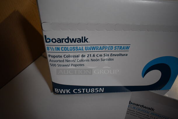 Box of BRAND NEW Boardwalk 8.5" Colossal Unwrapped Neon Colored Straws.  - Image 3 of 4