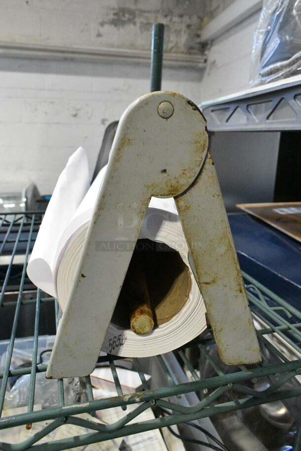 ALL ONE MONEY! Lot of 11 Various Items Including 6 Stainless Steel Drop In Bins, Butcher Paper Roll w Holder, 2 Grill Press. - Image 7 of 10