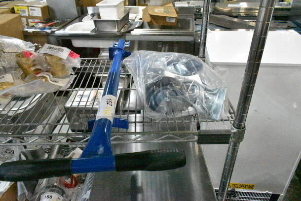2 BRAND NEW SCRATCH AND DENT! Items Including HP0042189300 Vulcan 00-421893-000G1 Plate Mount Caster - 4/Set and Blue Handles. 2 Times Your Bid!  - Image 1 of 7