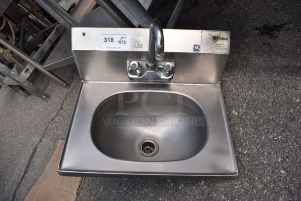 Eagle Stainless Steel Commercial Single Bay Wall Mount Sink w/ Faucet and Handles. - Image 1 of 4