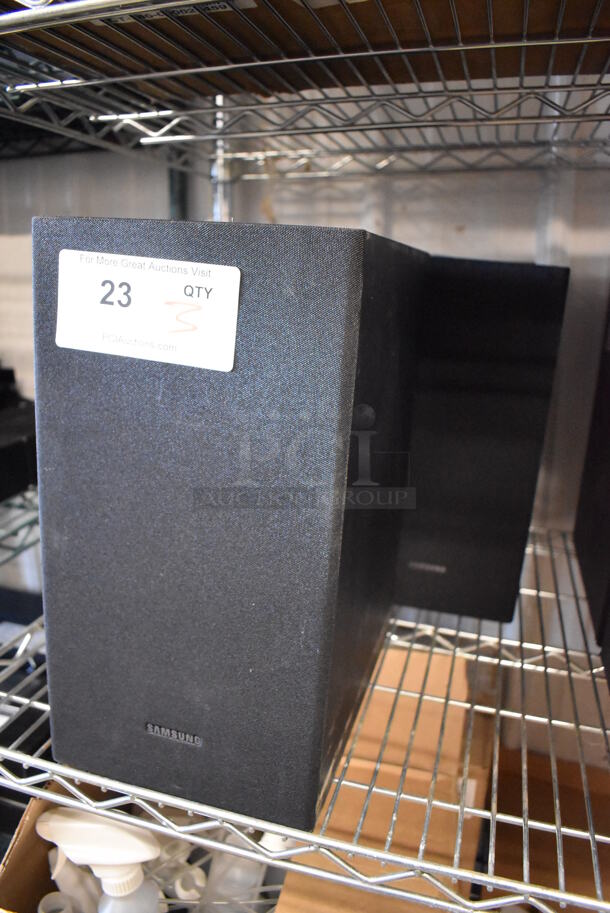 3 Samsung PS-WR45BB Subwoofer Speakers. 110-120 Volts, 1 Phase. 7x11x13.5. 3 Times Your Bid! - Image 3 of 5