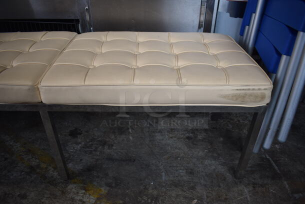 Tan Bench on Chrome Finish Frame. 54x20x17 - Image 4 of 6