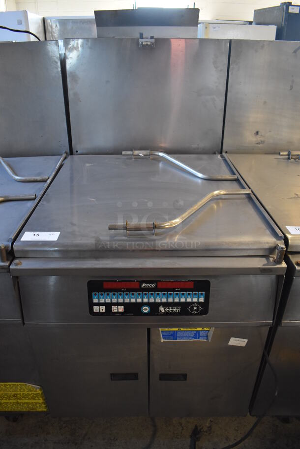 Pitco Frialator 24RUFMMS Stainless Steel Commercial Natural Gas Powered Donut Fryer. 72,000 BTU. 29x43x56