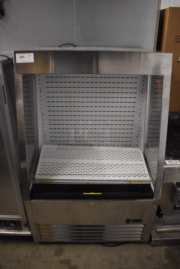 Stainless Steel Commercial Floor Style Open Grab N Go Merchandiser. 36x30x58. Tested and Powers On But Does Not Get Cold