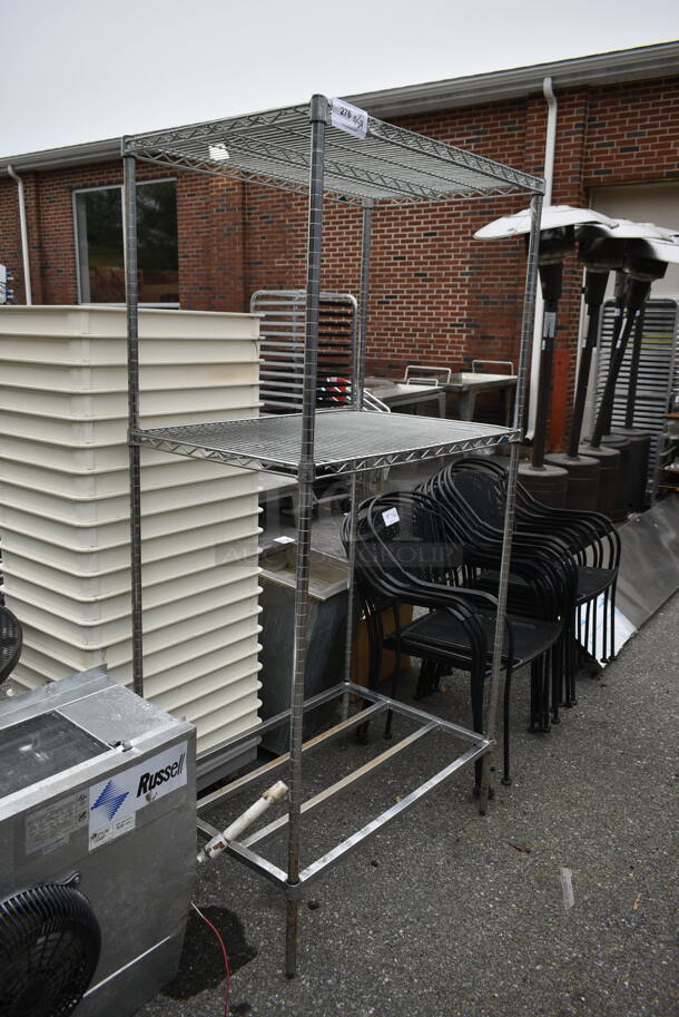 Chrome Finish 3 Tier Wire Shelving Unit. BUYER MUST DISMANTLE. PCI CANNOT DISMANTLE FOR SHIPPING. PLEASE CONSIDER FREIGHT CHARGES.  - Image 2 of 2