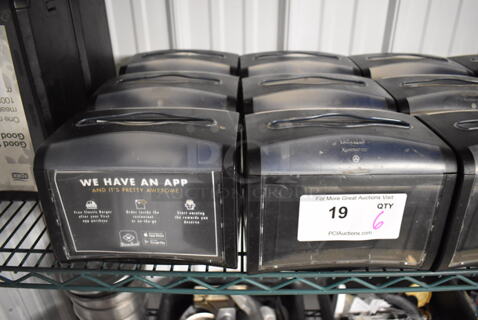 6 Tork Black and Clear Poly Napkin Dispensers. 8x6x6. 6 Times Your Bid!