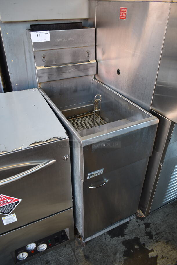 2014 Pitco Frialator 40D Stainless Steel Commercial Floor Style Natural Gas Powered Deep Fat Fryer on Commercial Casters. 115,000 BTU.  - Image 2 of 9