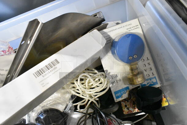ALL ONE MONEY! Lot of Various Items Including Order Pads, Remote, Sign, Hard Drive in Poly Bin.  - Image 8 of 8